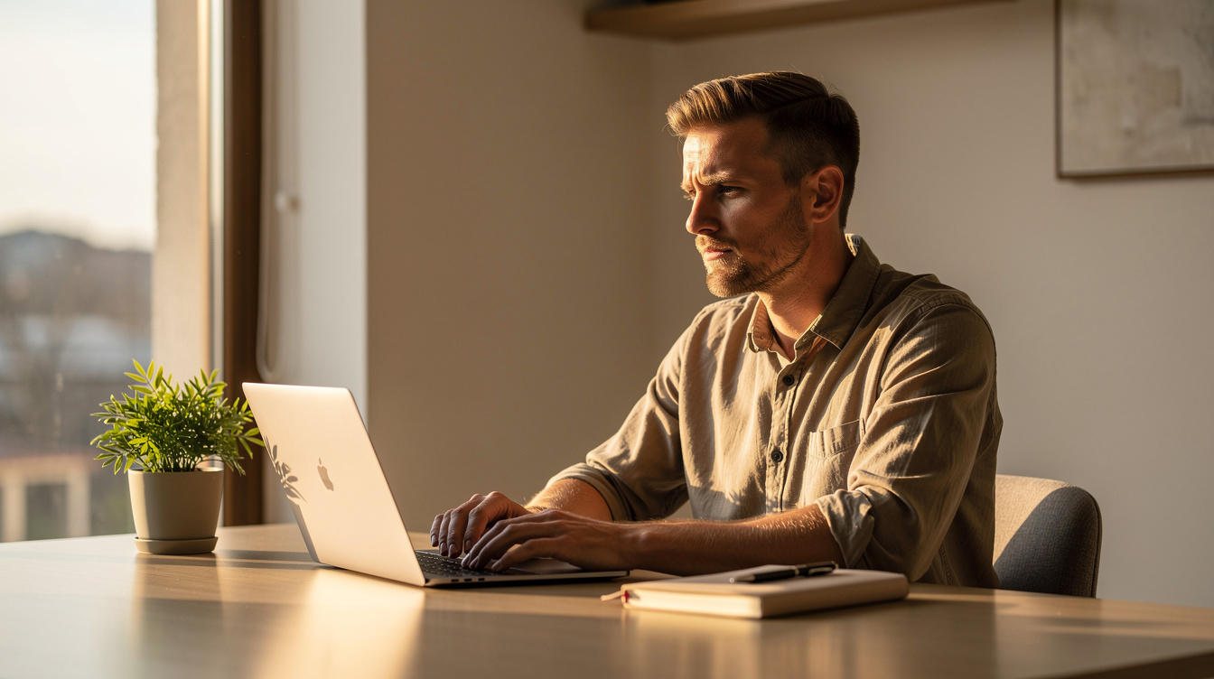 Employee on a video call from a home office setup